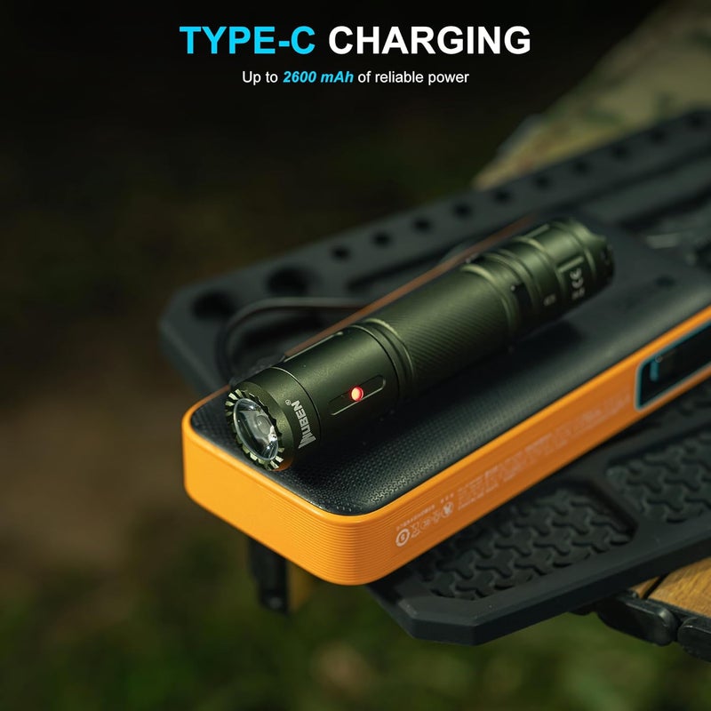 WUBEN مصباح ووبن C3 القابل لإعادة الشحن 1200 لومن - مصباح LED مع 6 أوضاع، شحن نوع-C، مقاوم للماء IP68، مصباح EDC للتخييم، في الهواء الطلق والاستخدام الطارئ، أخضر - Image 5